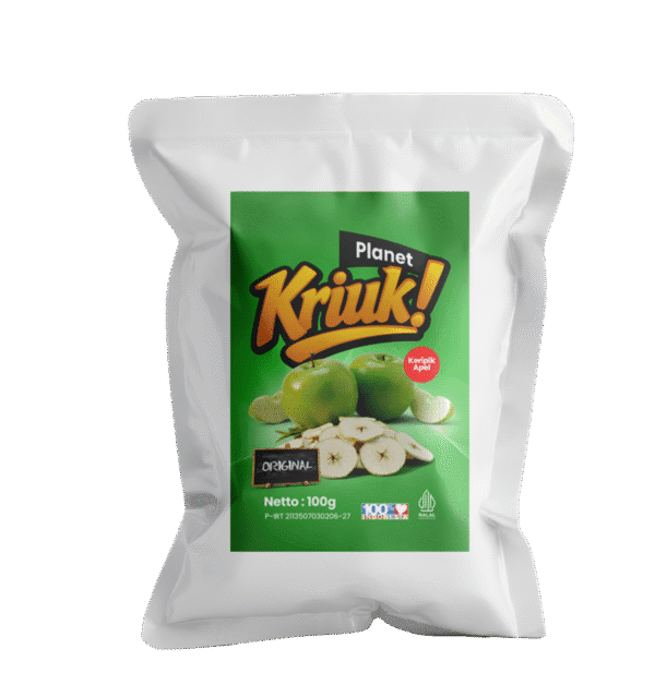 Keripik Apel Planet Kriuk 80g kemasan pouch aluminium foil