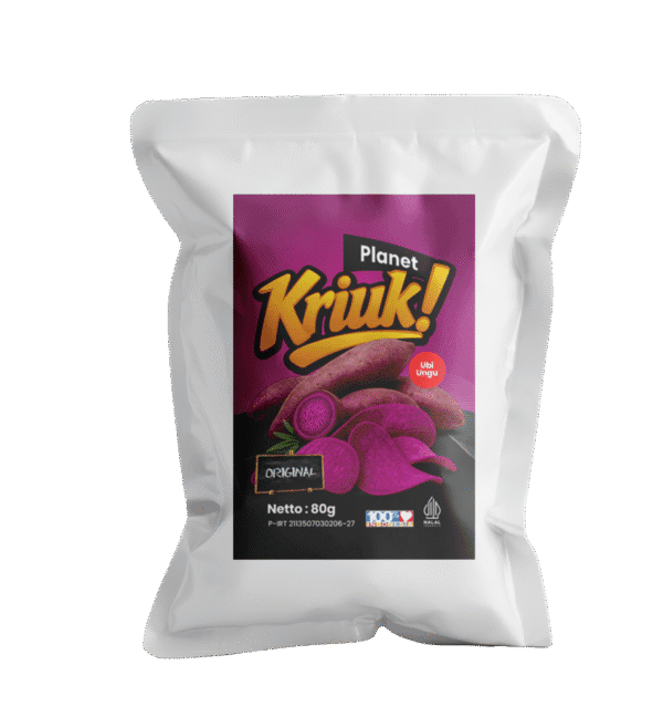 Keripik Ubi Ungu Planet Kriuk 1 Dus Isi 50 Pack × 80 g