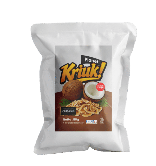 Keripik Kelapa Planet Kriuk 1 Dus Isi 50 Pack × 80 g