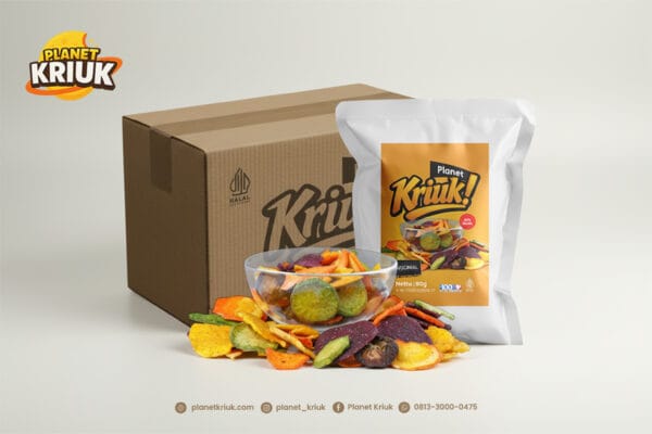Kemasan grosir Keripik Mix Buah Planet Kriuk