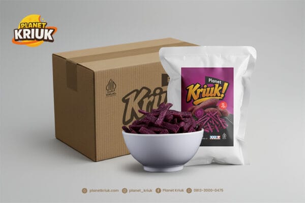 Kemasan Grosir Stik Ubi Ungu Planet Kriuk