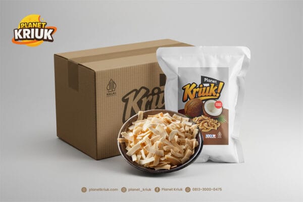 Kemasan Grosir Keripik Kelapa Planet Kriuk